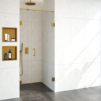 Sanitop Void nisdeur 2-delig helder glas 90x200 omkeerbaar met draaideur 60 aan muur incl. glascoating PVD goud GS-VON2H6030200GG Goud geborsteld