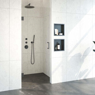 Sanitop Void nisdeur helder glas 80x200 omkeerbaar incl. glascoating PVD gunmetal geborsteld GS-VON1H80200GM Gunmetal geborsteld (antraciet)