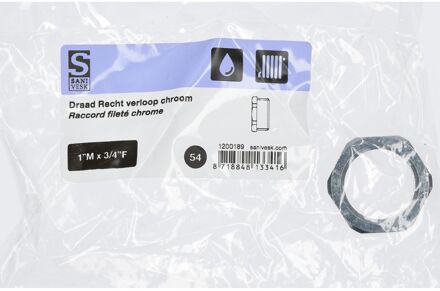 Sanivesk Draad Recht Verloop 1"m X 3/4"f Chroom