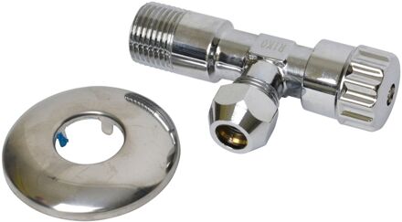 Sanivesk Hoekstopkraan Met Rozet 1/2" Buitendraadx10mm Chroom