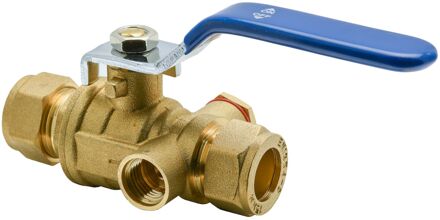 Sanivesk Kogelstopkraan Messing Met Aftap 15x15mm Knel