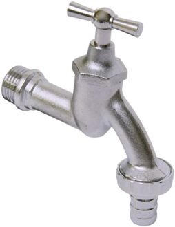 Sanivesk Tapkraan Met Krukbediening En Slangwartel Mat Chroom ( Buitendraad X Buitendraad ) 1/2" X 3/4"