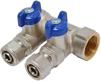 Sanivesk Verdeler Meerlagen 2gr +kogelkraan Blauw 3/4"fx16mm