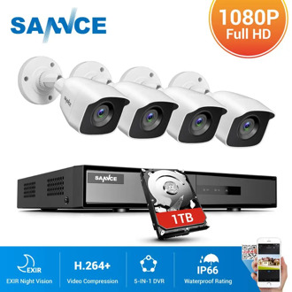 SANNCE 8CH 1080P DVR 1080P CCTV System 4pcs 1080P 2.0MP Security Cameras IR outdoor IP66 Video Surveillance kit motion detection