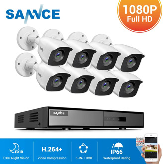 SANNCE 8CH 1080P Lite Video Security System With 5IN1 1080N DVR 4X 8X 1080P IR Outdoor Weatherproof Camera CCTV Surveillance Kit