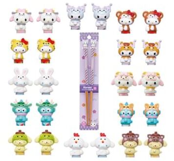 Sanrio Characters Animal Zodiac Wooden Chopsticks Hello Kitty/Monkey - 210mm
