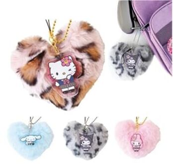 Sanrio Characters Heart Shaped Fur Bag Charm My Melody (H103×W85×D50mm)