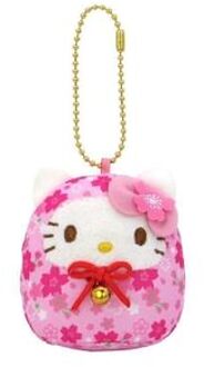 Sanrio Characters Mascot Bag Charm / Keyring (Sakura Daruma) Hello Kitty PK (H7×W6.5×D5cm)