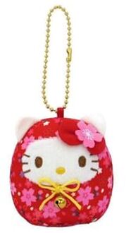 Sanrio Characters Mascot Bag Charm / Keyring (Sakura Daruma) Hello Kitty RD (H7×W6.5×D5cm)