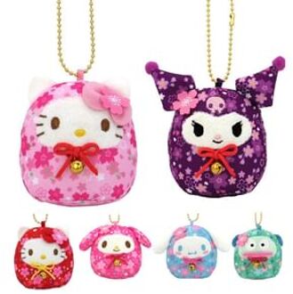 Sanrio Characters Mascot Bag Charm / Keyring (Sakura Daruma) My Melody (H6.5×W9×D5cm)