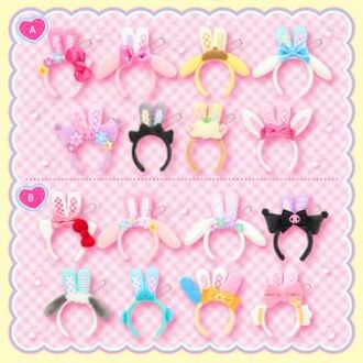 Sanrio Characters Secret Mini Headband Keyring -Spring Rabbit Series - For 10cm Doll (8 Types) (Blind Box) Type B - 1 pc - Random Style (7 x 7cm)