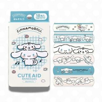 Sanrio Cinnamoroll CUTE AID Character Adhesive Bandages (18 pcs) Box Size: H63×W117×D20mm (18pcs, 6 designs×3pcs)