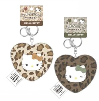Sanrio Hello Kitty Love Gal Mode Heart Shaped Keyring Leopard Dark Moka - H140×W100×D50mm