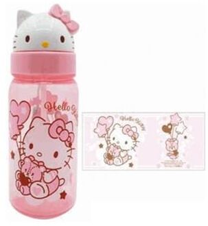 Sanrio Hello Kitty Straw Water Bottle 350ml 350ml PINK