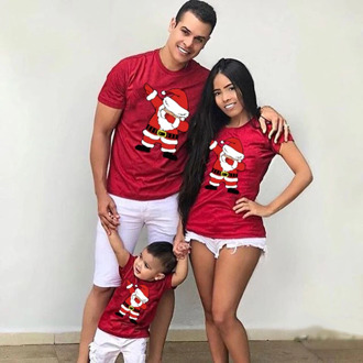 Santa Claus Merry Christmas Family Matching T-shirt lovely Mom Dad Kids Me Baby Outfit Mother Daughter Son Girl Boys Clothes