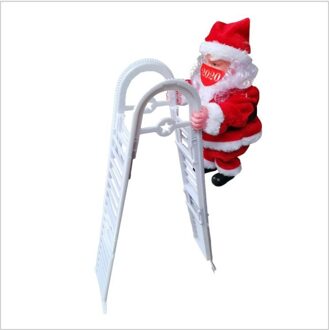 Santa Dragen Gezichtsmasker Klimmen Ladder Elektrische Kerstman Klimtouw Ladder Decoratie Kerst Super Klimmen Ladder wit-dubbele ladder