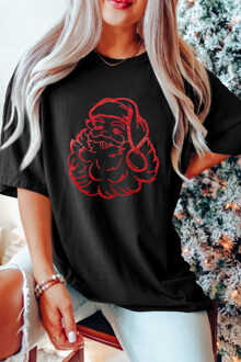 Santa Grafisch T-shirt - maat S Zwart