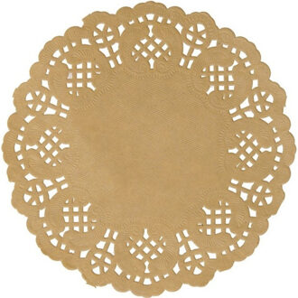 Santex 10x Placemats bruin/naturel 35 cm met kanten uitsnede - Placemats