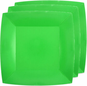 Santex 10x stuks feest bordjes fel groen - karton - 23 cm - vierkant