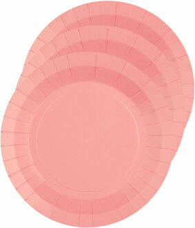 Santex 10x stuks feest bordjes roze - karton - 22 cm - rond