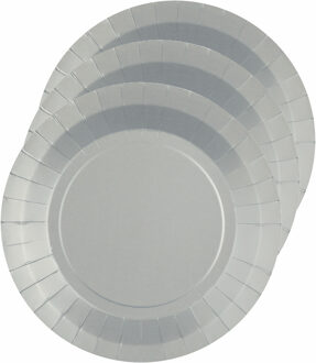 Santex 10x stuks feest bordjes zilver - karton - 22 cm - rond