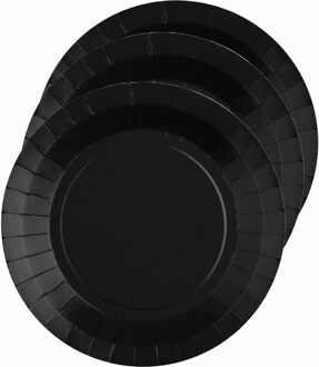 Santex 10x stuks feest bordjes zwart - karton - 22 cm - rond