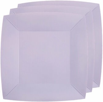 Santex 10x stuks feest gebaksbordjes lila paars - karton - 18 cm - vierkant