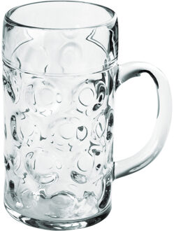 Santex 1x Bierpullen/bierglazen 1.3 liter/130 cl/1300 ml van onbreekbaar kunststof Transparant
