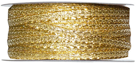 Santex 1x Gouden sierlinten metallic op rol 3 mm x 25 meter cadeaulint verpakkingsmateriaal - Cadeaulinten Goudkleurig