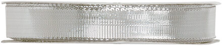 Santex 1x Hobby/decoratie metallic zilveren sierlinten met glitters 9 mm x 25 meter