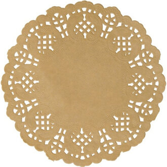 Santex 20x Placemats bruin/naturel 35 cm met kanten uitsnede - Placemats