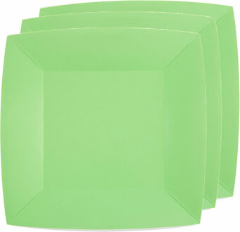 Santex 20x Stuks feest diner bordjes papier/karton vierkant - mint groen - 23cm - Feestbordjes