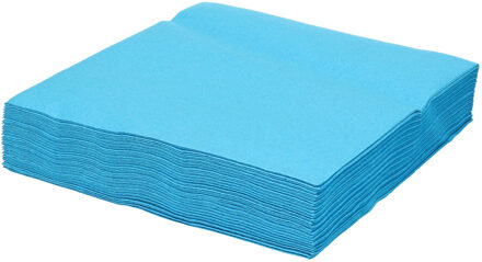 Santex 25x stuks feest servetten aqua blauw - 40 x 40 cm - papier