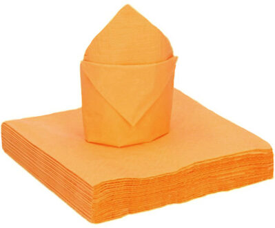 Santex 25x stuks feest servetten oranje - 40 x 40 cm - papier