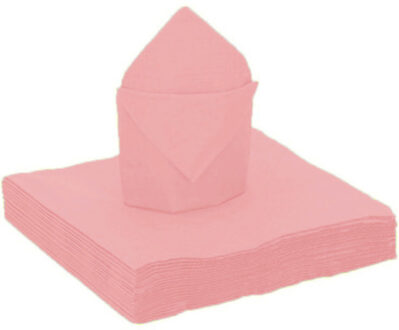 Santex 25x stuks feest servetten roze - 40 x 40 cm - papier