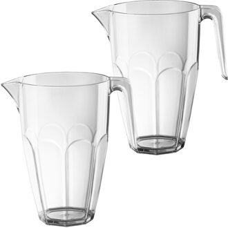 Santex 2x Bier pitcher/schenkkan van onbreekbaar transparant kunststof - Schenkkannen