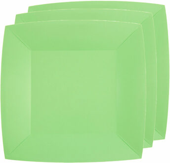 Santex 30x Stuks feest ontbijt/gebak bordjes papier/karton vierkant - mint groen - 18cm - Feestbordjes