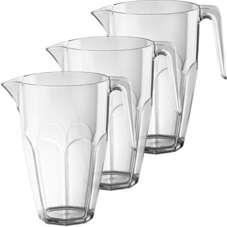 Santex 3x Waterkaraffen/schenkkannen 2,25 L van onbreekbaar kunststof - Limonadekan/sapkan - Bier pitcher