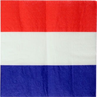 Santex 60x Nederland feest servetjes met Nederlandse vlag opdruk 33 x 33 cm - Feestservetten Multikleur