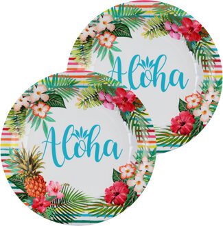 Santex Aloha feest wegwerpbordjes - 20x stuks - 23 cm - Hawaii/tropical themafeest