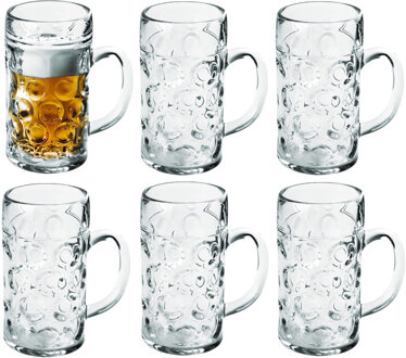 Santex Bierpullen/bierglazen - 6x - 1.3 liter/130 cl/1300 ml - onbreekbaar kunststof