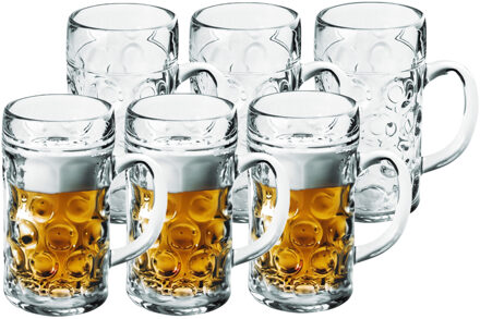 Santex Bierpullen/bierglazen halve liter/50 cl/500 ml - 24x - onbreekbaar kunststof