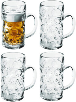 Santex Bierpullen/bierglazen halve liter/50 cl/500 ml - 4x - onbreekbaar kunststof