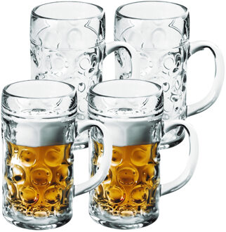 Santex Bierpullen/bierglazen halve liter/50 cl/500 ml - 8x - onbreekbaar kunststof