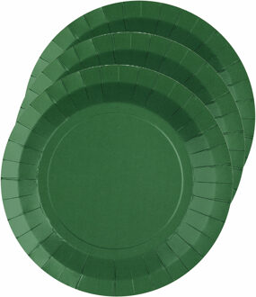 Santex Bordjes karton - 10x - rond - donkergroen - 22 cm - feestbordjes