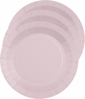 Santex Bordjes karton - 10x - rond - lichtroze - 22 cm - feestbordjes
