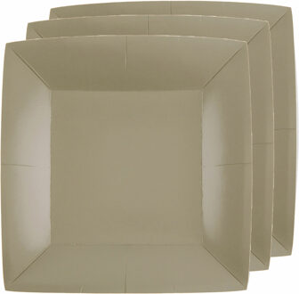 Santex Bordjes karton - 10x - vierkant - taupe - 23 x 23 cm - feestbordjes