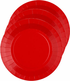 Santex Bordjes karton - 20x - rond - rood - 22 cm - feestbordjes