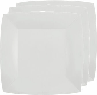 Santex Bordjes karton - 20x - vierkant - creme wit - 23 x 23 cm - feestbordjes