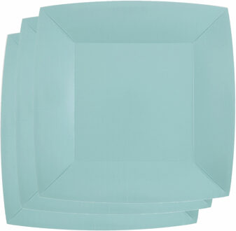 Santex Bordjes karton - 20x - vierkant - licht blauw - 23 x 23 cm - feestbordjes